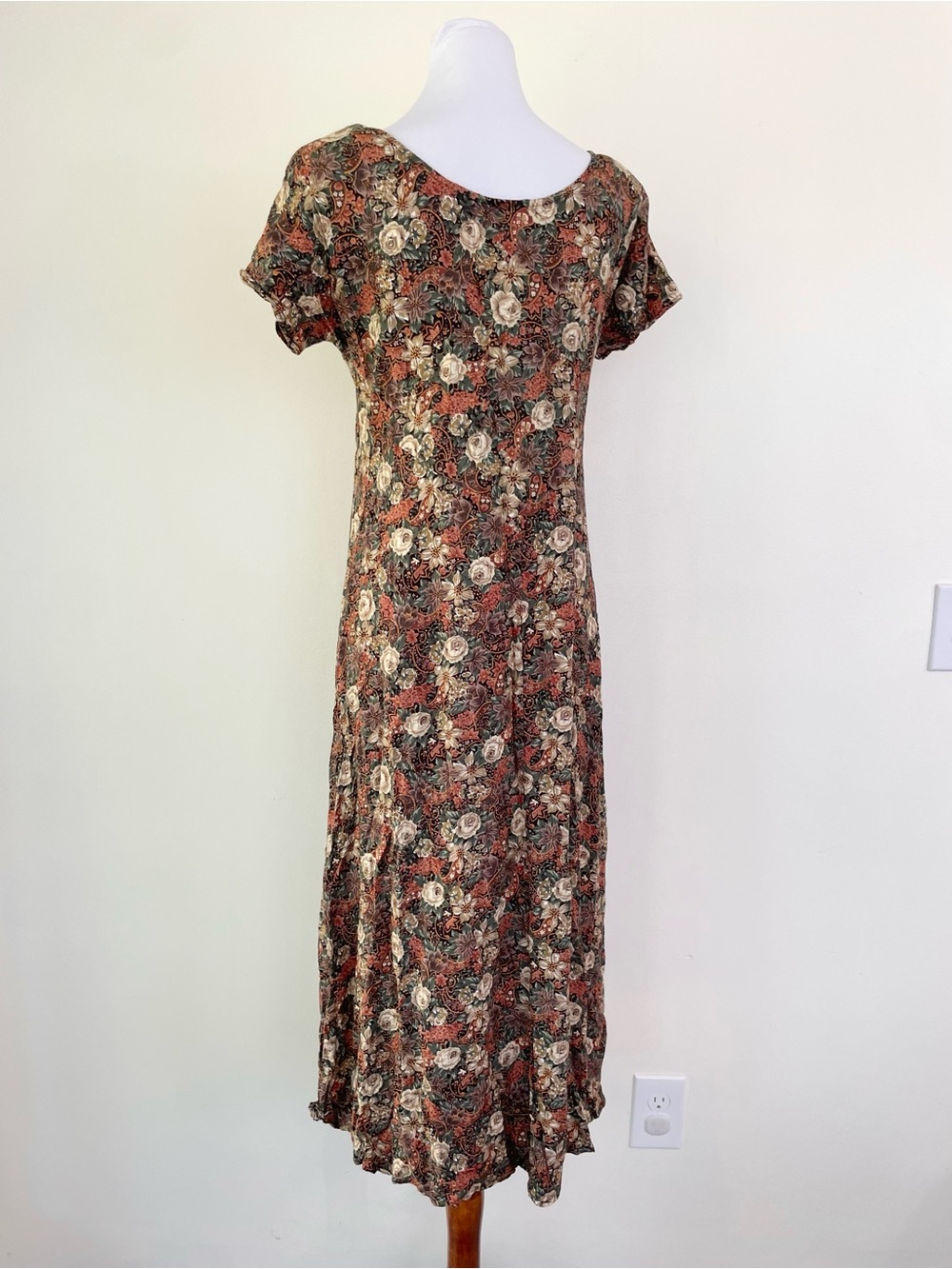 Vintage 80s 90s Floral Midi Summer Dress M Medium Whimsigoth Practical Magic - Picture 5 of 8